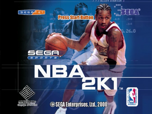 NBA 2K1 title screen for Sega Dreamcast